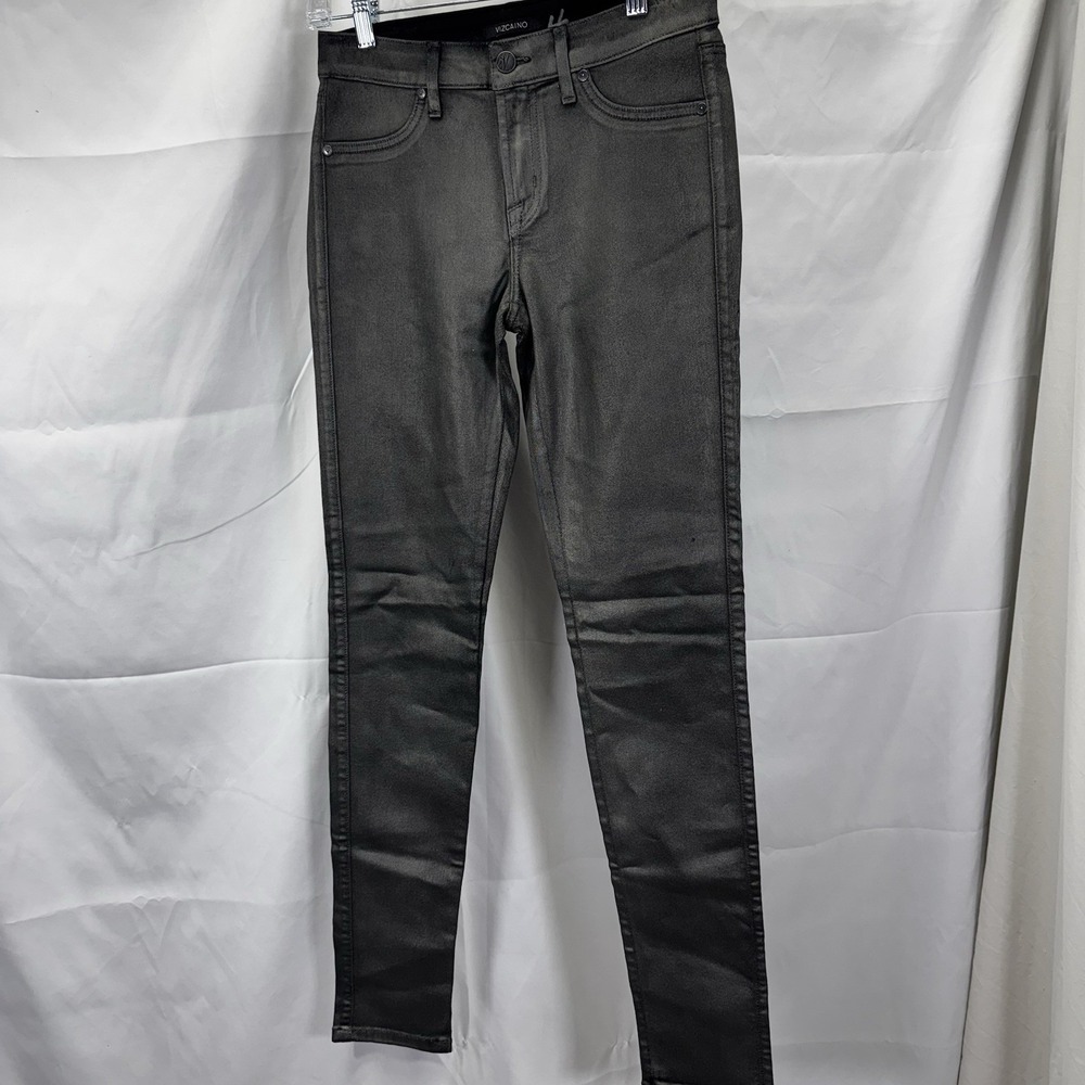 Vizcaino Women Silver/Gray‎ Shimmery Skinny Pants Size 27